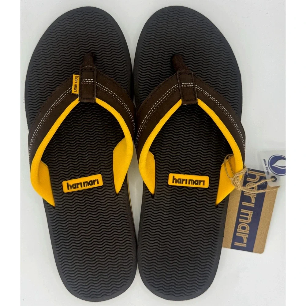 Hari Mari Brazos Mens Flip Flop Sandals Brown Gold Men Size 11 1008-102-11